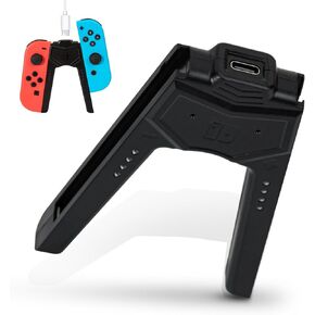 Joy-Con Charging Grip 1PCS for Switch/OLED, 6.6ft USB-C Cable & Dual Charger - Play While Charging, Shaped Ergonomic Handle with | Black