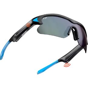 XR UV400 Sports Bluetooth Glasses, 7H High-Grade Audio Speakers Mic, IPX4, Athletes Cycling Sunglasses Touch Control, Anti-Blue Light, Noise Reduction, Android Siri Voice Assistant, Multi-Sport
