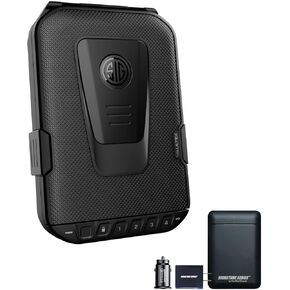 Vaultek LifePod 1.0 Sig Sauer Edition | صندوق قفل بيومترية الوعرة وآمنة قضية سفر مقاومة للماء | لوحة المفاتيح الخلفية ، وصول رمز 4 - DIGIT ، ومقلب مضاد للإعجاب | مجموعة سلسلة التوقيع