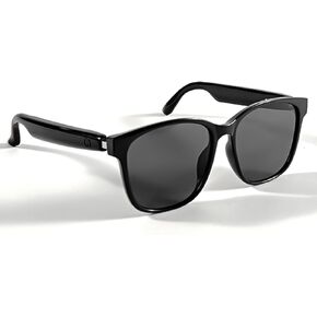 Smart Bluetooth Glasses for Women Men with Speaker Headphone Bluelight Glasses Clear Call Listen to Music Driving Meeting Fishing (Black Temple-Blue Polarized Lens)