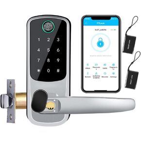 Smart Handle Door Lock with 8-in-1 Fingerprint & Keypad Entry - Front Door Lock for APP Control