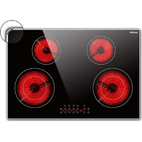 كارينير 3 شعلات كهربائية كوكتوب 24 بوصة أعلى الموقد الكهربائي ، Cooktop المدمج في السيراميك مع الموقد القابل للتوسيع ، الموقت ، قفل سلامة الطفل ، 5700W 240V Hardwire (بدون سدادة)