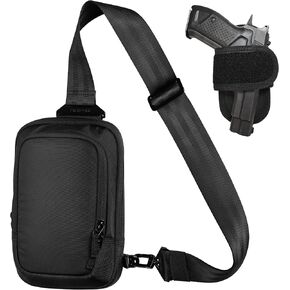 Premium Discreet Tactical CCW Sling Bag - Concealed Carry Crossbody Chest Pack EDC (Black, Large)