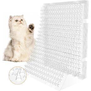 Scat Mat for Cats 16 x 13 Inch, 12 Pack Cat Deterrent Mat Outdoor Indoor, Cat Spikes with 50 Stickers