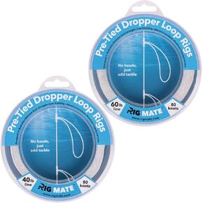 40 lb & 60 lb Bundle - Pre-Tied Dropper Loop Rigs - 40 lb & 60 lb Bundle Pack. Tested Fishing Line Spool - 80 Loops 18 Inches Apart with 5.5 Inch