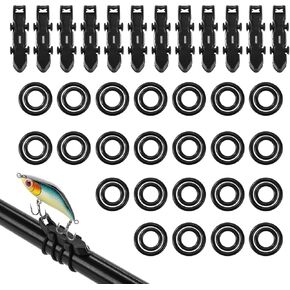 12pcs Magnetic Lure Hooker, Lure Magnetic Automatic Hooker with 2 Sizes Rubber Rings Hook Keeper for Fishing Rod Magnetic Lure Holder Fishing Hook Holder Fishing Accessories
