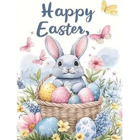 Easter Spring Diamond Painting Kits for Adults, 5D Bunny Diamond Art Kits for Beginners, DIY Diamond Painting Kit Crafts Arts Kit for Adults, Home Wall Decor 12 x 16 Inch
