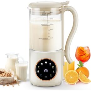 8-in-1 Automatic Soy Milk Maker with Self-Cleaning, 47oz/1400ml Large Capacity for Almond, Coconut, Oat Milk, Nut Milk, Juice, 16 Stainless Blades, 24H Delay Timer
