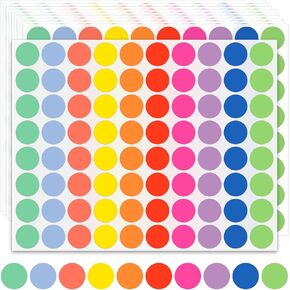 AveneMark 3000Pcs 3/4" Color Coding Labels Circle Dot Stickers,Round Yard Sale Stickers with Bright Yellow Green Red Pink Orange Blue, Garage Sale Price Stickers(6 Rolls,500 Labels/Roll)