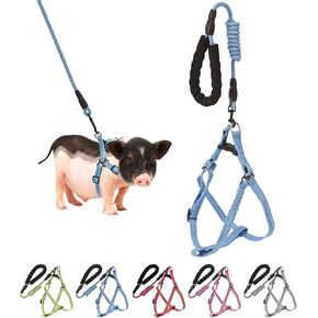 Mini Pig Harness, Adjustable Small Pig Harness with Leash Infinity Style Lead and Soft Foam Handle for Small to Medium Pet Pigs Walking Training Jogging (Pink, M)