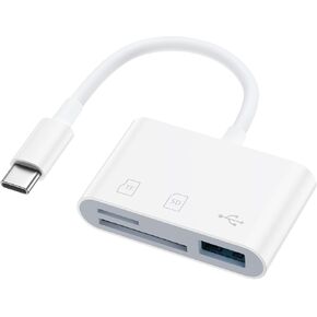 SD Card Reader Adapter for iPhone 16, 16e, 16 Pro Max, 16 Pro, 16 Plus, 15 Pro Max Plus, USB C to TF/Micro SD Memory Card Viewer for Samsung Galaxy S25 S24 Plus Ultra, Laptop