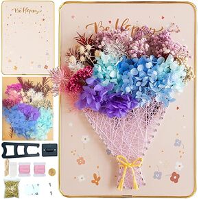 BAZIMA DIY String Art Kit for Beginner,Flowers String Art, DIY Dried Flowers Craft Kit, Unique Gift, Craft Kit for Holidays, Flower Basket