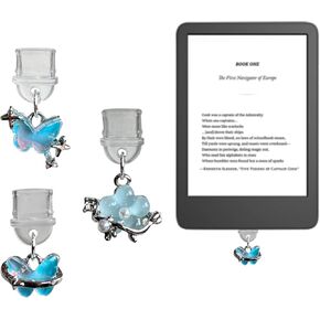 3Pcs Dust Plug Charm Compatible with Kindle Paperwhite 2021 Released，Butterfly and Flower Dust-proof Plugs, Type C/USB C Dust Plugs