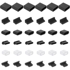 36pcs مقابس غطاء الغبار USB المضادة للغبار ، 6 أنواع من سدادة الغبار سدادة سدادة سدادة Micro USB CAP PROTTORT