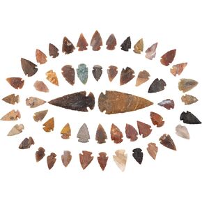 Lot of 52 Indian Arrowheads Points Agate Chert Flint New Project Points (50) 1-1.5" & (2) 3"