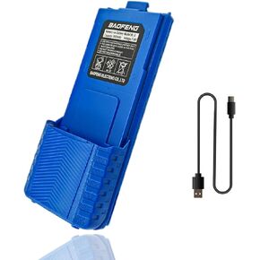 BAOFENG UV-5R Radio Battery Extended 3800mAh USB-C Charging Blue Replacement for BF-F8HP New Version for BF-F8 Rechargeable Bl-5 Two Way Radio Battery with Type-c Cable