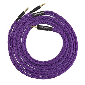 Linsoul Tripowin GranVia Upgraded OFC Headphone Replacement Cable, Dual 3.5mm Connector to 3.5mm Stereo Headphone Cable for HE4XX/HE-400i/HE400se/Goldplanar/Focal ELEGIA(Black, 1.5m)