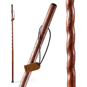 Brazos Handcrafted Wood Walking Stick, Twisted Oak, Trekker Style Handle, for Men & Women, Made in The USA