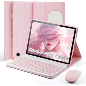 Keyboard Case for Google Pixel Tablet 11 inch 2023/2024 - Mouse and Detachable Keyboard PU Leather Cover Case Auto Sleep/Wake - Black