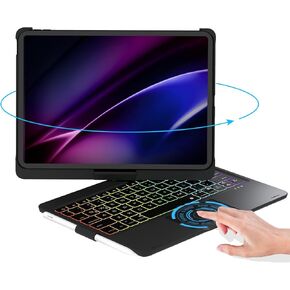 NOKBABO for iPad 11th/10th Generation case with Keyboard, Rainbow Backlit, 360°Rotation, Built-in Touchpad & Pencil Holder, Keyboard for ipad 11th(A16,2025) & iPad 10th Generation(2022) - Bright Pink