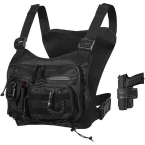 Outdoor Chest Bag for Men, Multi-pocket Chest Pack, Breathable Oxford Cloth Chest Rig, Lightweight Urban Style Chest Bag Vest for Hiking, Running, Cycling