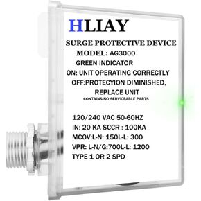 120/240 VAC HVAC Surge Protective Device, L-G, L-L, L-N Comprehensive HVAC Surge Protector with TPMOV Technology for AG3000, Waterproof Enclosure, Lightning Protection, UL Listed 5 Year Warranty