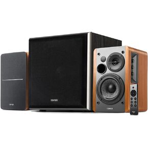 Edifier R1280DBS مكبرات صوت نشط Bluetooth مع حزمة مضخم الصوت T5 8 بوصة - 2.0 مكبر صوت لاستوديو لاسلكي مع مدخلات بصرية - حبة الخشب