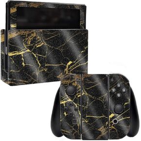 MightySkins Glossy Glitter Skin for Nintendo Switch - Black Gold Marble | Protective, Durable High-Gloss Glitter Finish | Easy to Apply, Remove, and Change Styles | Made in The USA