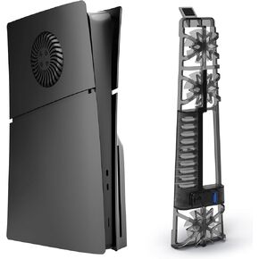 DOBEWINGDELOU Cover Plates for PS5 Slim Disc Edition and Cooling Fan for PS5 Slim