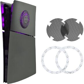 DOBEWINGDELOU Cover Plates for PS5 Slim Digital Edition and RGB LED Light for PS5 Slim