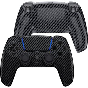eXtremeRate Luna Redesigned Graphite Carbon Fiber Pattern Front Shell Touchpad Compatible with ps5 Controller BDM-010 020 030 040 050, Replacement Bottom Shell Cover Compatible with ps5 Controller