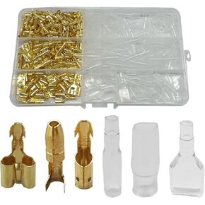 320PCS Bullet Connectors, 3.9mm 3.5mm Male & Female Crimp Terminal Connectors, Brass Bullet Connectors Kit with Insulating Sleeves, Wire Terminals Connector for Car, Truck (320PCS)