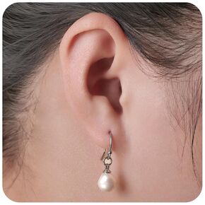 Limerencia G23 Titanium Natural Freshwater Pearl Dangling Earrings for Sensitive Ears, F136 Implant Grade Titanium Pearl Drop Earrings, Lightweight Dainty Pearl Dangly Pearl Studs for Women