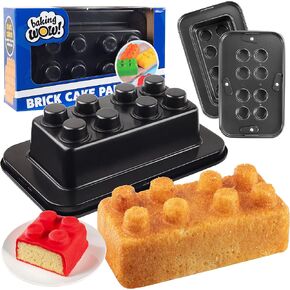 CucinaPro Brick Building Cake Pan Mold, 2 Pack- Build, Decorate, Stack 9" 3D Shaped Cakes - Adult Birthday Parties, Special Occasion or Celebration Gift, Easy to Use NonStick Oven Bakeware