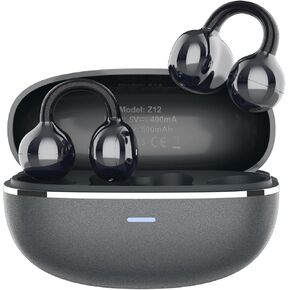 Open Ear Earbuds, Bone Conduction Eadphones with Wireless Bluetooth 5.4, Clip on Headphones with Ear-Hooks 42H Playtime, Over-The-Earbuds Comfortable for Sports, Running, and Gym Workouts (Z12)