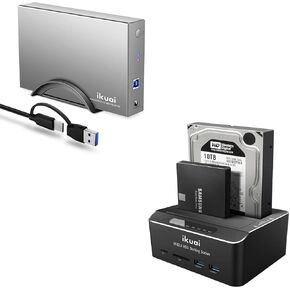 USB 3.0 to SATA Hard Drive Dock + Dual Bay HDD Docking Station, UASP Supported