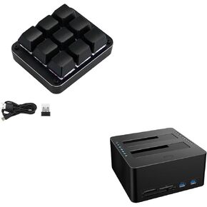 Tri-Mode 9-Key Macro Keypad & Hard Drive Docking Station