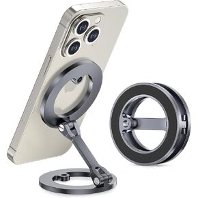Itramax Magnetic Ring Phone Holder for iPhone 16,Double Ring Adjustable Cell Phone Stand,Magnetic Phone Holder 360° Rotation Portable Mount for iPhone 15 14 13 12 Pro Max,Mag/Safe Case,Gym,Golf Cart