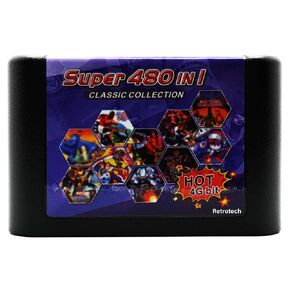 Retrotech 480 in 1 Classic Collection Multi Game Cartridge for Sega Genesis Console - Black