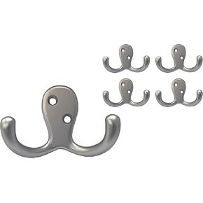 QCAA Double Robe Hook, 2-3/4", Zinc Die Cast, Matte White, 6 Pack, Made in Taiwan in Kuwait