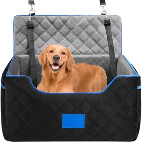 Dog Car Seat for Medium Small Dogs - Memory Foam Dog Booster Seat for Dog Under 30 lbs - Elevated Dog Car Bed for Front & Back Seat - Pet Car Seat Washable with Storage Pocket and Safety Belt