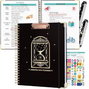 Ospelelf Undated Spiral Bound Planner Daily, Weekly and Monthly Planner, Pink Teacher Planners 12 Month 8.5 x 11