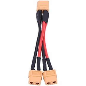 Drfeify HM Lithium Battery Parallel Cable, 2 Types Parallel Battery Connector Adapter Cable 14AWG for RC Batteries(1 to 2 Plugs)(1 Male to 2 Female)