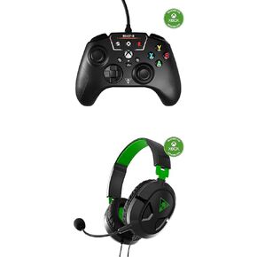 Bundle of Turtle Beach REACT-R Wired Game Controller – Licensed for Xbox Series X & S, Xbox One, Windows PC: Black + Recon 50 Xbox Gaming Headset, Compatible with PS5, PS4, Mobile, PC: Black/Green