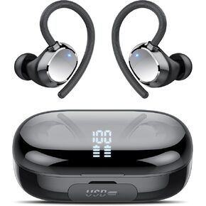 Wireless Earbuds, 128Hrs Bluetooth 5.3 Headphones Sport, Bluetooth Earbuds with ENC Noise Canceling Mic, Bass Stereo Wireless Earphones, IP7 Waterproof Over Ear Buds with Earhooks for Fitness/Running