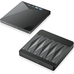 2 Pack External Blu-Ray Drive and External CD DVD Drive, USB 3.0 and Type-C Compatible Read and Burner Blu Ray Burner Reader Rewriter Writer Disk Duplicator Compatible for Latptop PC Windows XP/7/8/10