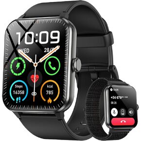 Blackview 2025 Smart Watch (Answer/Make Calls), Fitness Watch for Men and Women with Heart Rate/SpO2/Sleep Monitor/2 Straps, 100+ Sports Modes, IP68 Waterproof Activity Tracker for Android/iPhone