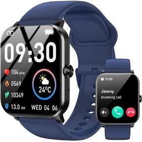 Smart Watch, 1.85" HD Smartwatch for Men Women (Answer/Make Calls), Fitness Watch with Heart Rate/Sleep/IP68 Waterproof/120+ Sports Modes, Pedometer, Android Smart Watch for Android iOS (Black)