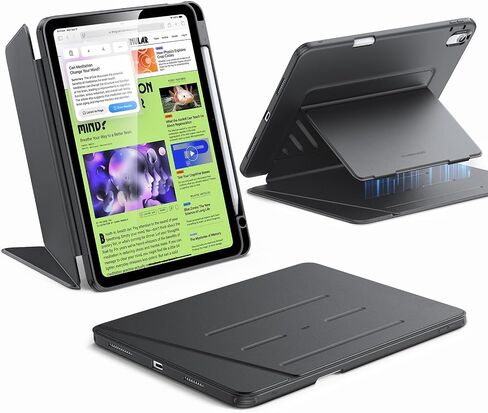 ESR for iPad Air 11 Inch Case M3/M2 (2025/2024), iPad Air 5th/4th Gen (2022/2020), Vertical Stand Cover, Multi Stand Angles, Ultra-Stable Case with Pencil Holder, Flip Series, Black in Saudi Arabia