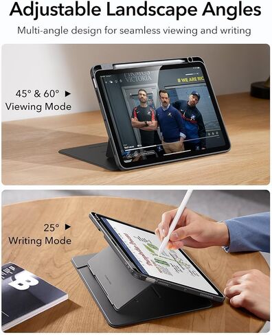 ESR for iPad Air 11 Inch Case M3/M2 (2025/2024), iPad Air 5th/4th Gen (2022/2020), Vertical Stand Cover, Multi Stand Angles, Ultra-Stable Case with Pencil Holder, Flip Series, Black in Saudi Arabia